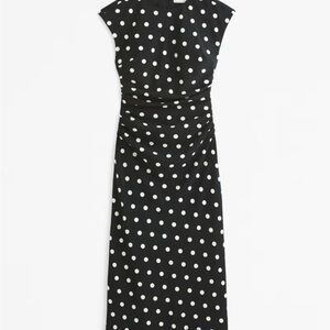 Abercrombie & Fitch Black Midi Dress with White Dots